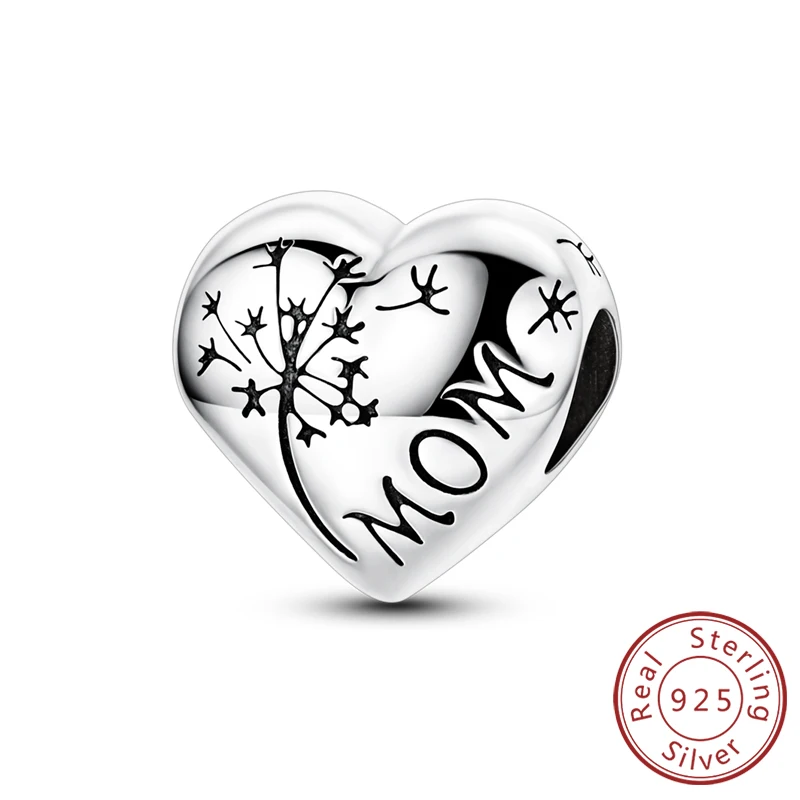 תליון חרוזי לב מכסף סטרלינג 925 מקוריים מתאימים לשרשרת או לצמיד מקורי, תכשיטי DIY לנשים וגברים, מתנה