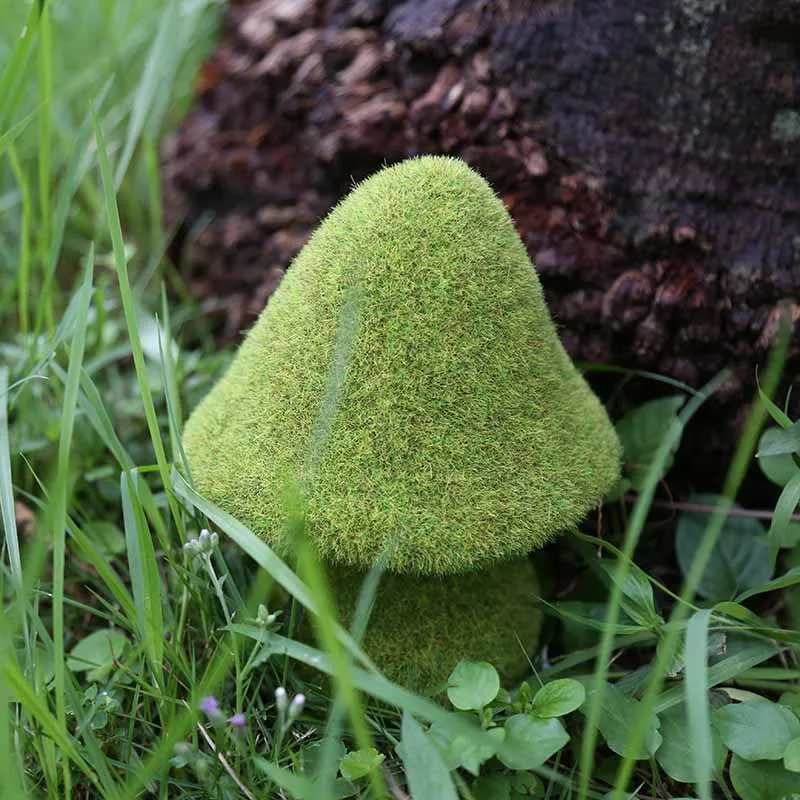 12 Pack Indoor Outdoor Decorative Green Moss Flocked Mushroom Ornament Statue Garden Decor For Patio Yard