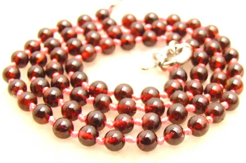

Qingmos 4-5mm Round Natural Brown Garnet Necklace for Women with Genuine Chokers 17" Stone Jewelry Colar Femme