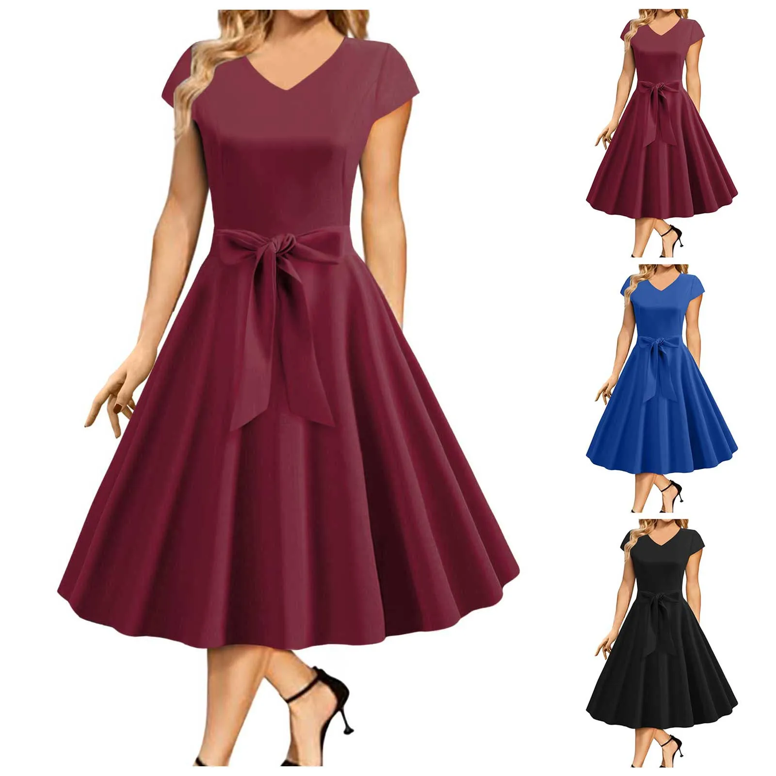Women's V-neck Cocktail Dress with Eyelets | Ideal for Spring/Summer main image 0
