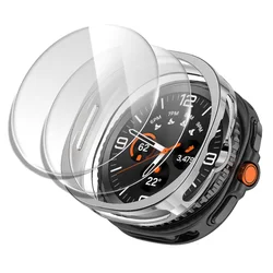 Premium Tempered Glass Screen Protector & TPU Hollow Protective Case for Watch 8 Classic 46mm (Silver)