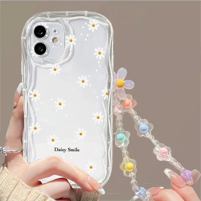 Floral Phone Case with Flower Wrist Strap and Lanyard