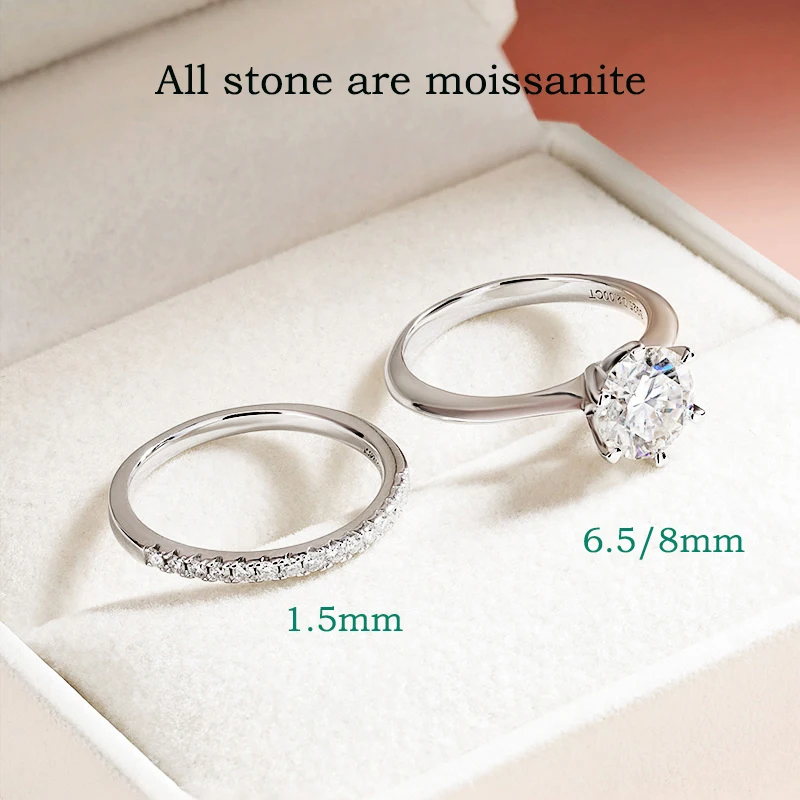 Smyoue 0.23-2.23CTTW Full Moissanite Wedding Rings for Women Sets Couple Rings 100% 925 Sterling Silver Top Quality Jewelry GRA 6