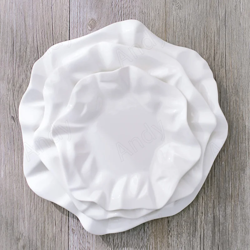 

Piring Makan Keramik Modern Dekorasi Berlipat Tangan Restoran Barat Piring Steak Rumah Desktop Piring Makan Tidak Teratur dan