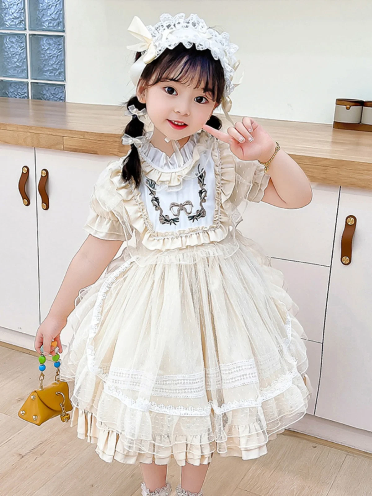 Lolita Girls' Dress Spring and Autumn Children's Evening Show Pettiskirt Birthday