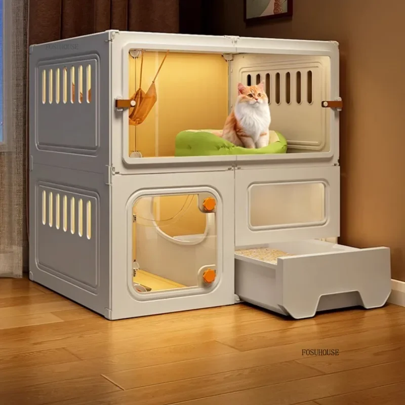 Luxury Cat Cage Cats Litter Box Integrated Cat House Modern Minimalist Large Free Space Household Indoor Cages for Cats
