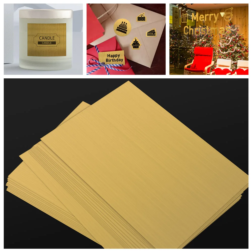 50Sheets Printable Vinyl Sticker Paper Waterproof Self-adhesive Transparent Gloosy White Gold A4 Copy Paper for Inkjet Printer