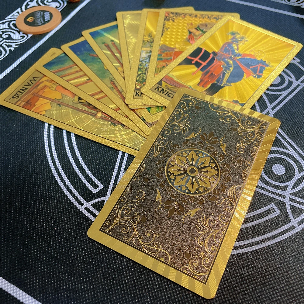 Set Tarot Cards Gift Box Luxury Gold Foil Tarot Card Hot Stamping PVC Waterproof Wear-resistant Board Game Solitaire Divination