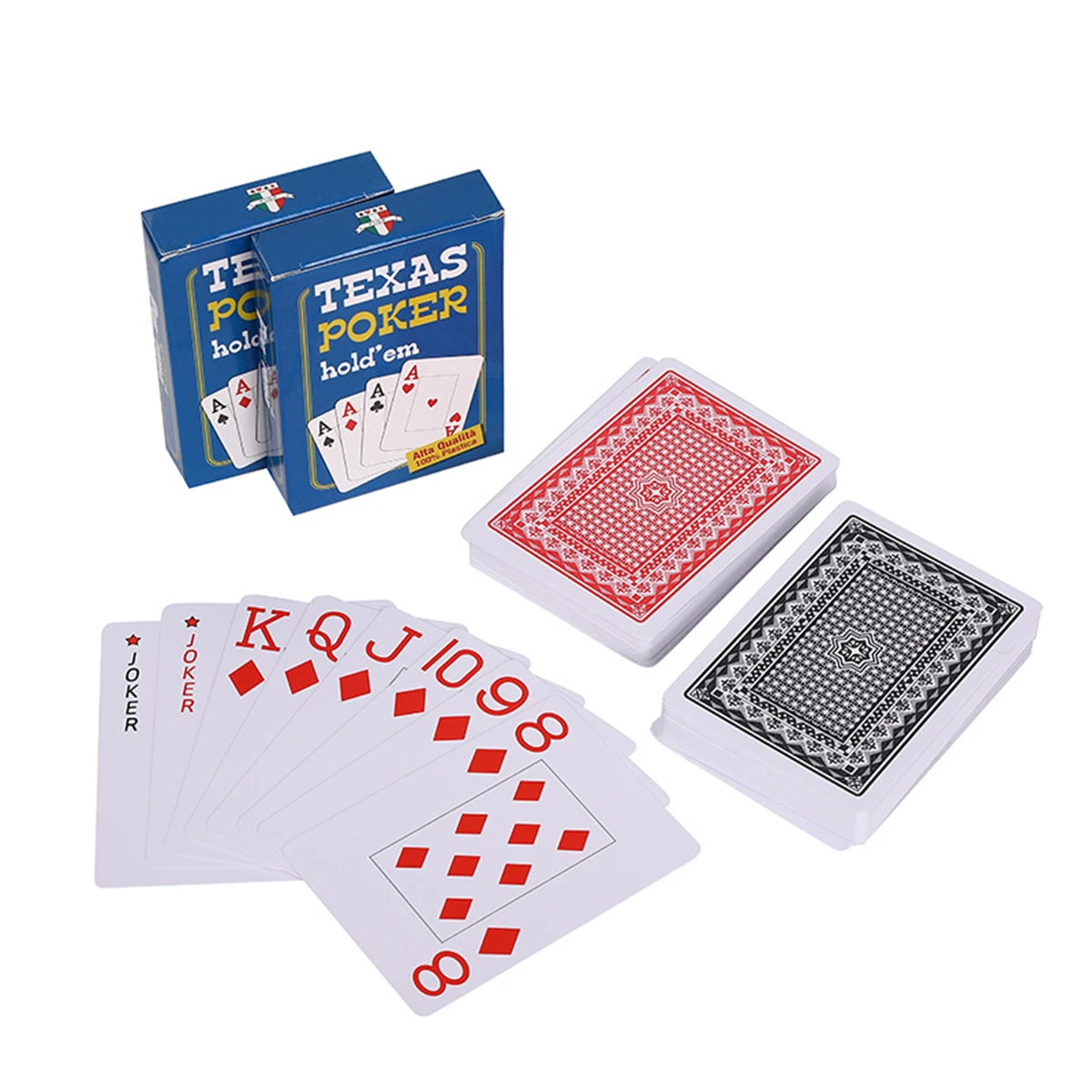 Playing Cards Plastic Playing Cards Poker Set 55PCS PVC Scrub Waterproof Big Character Texas Hold'em In Case