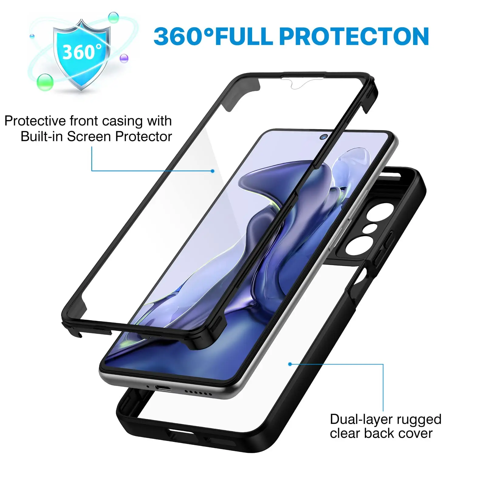 Xiaomi Redmi Note 12 Pro 5G Waterproof Case, Built-in Screen Protector 360°  Full Body Protective Dust-Proof Shockproof Waterproof Case for Xiaomi