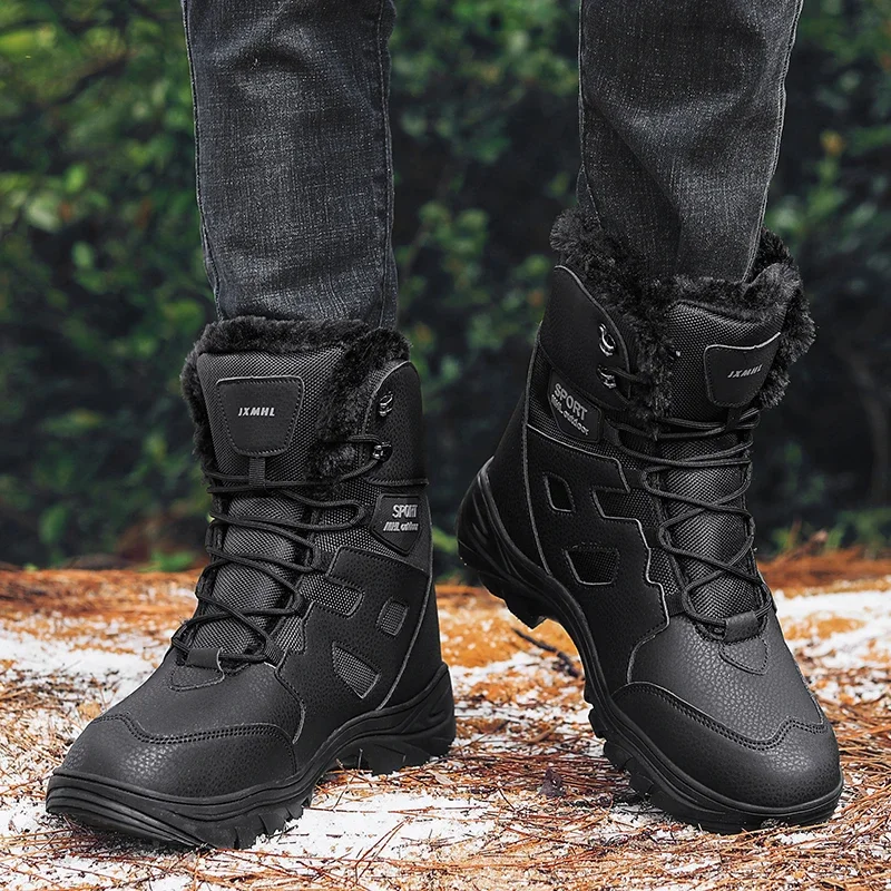 New Winter Men's Boots Warm Plush High-Top Snow Boots Waterproof Men Hiking Boots Outdoor Sneakers Men Work Fashion Ankle Boots