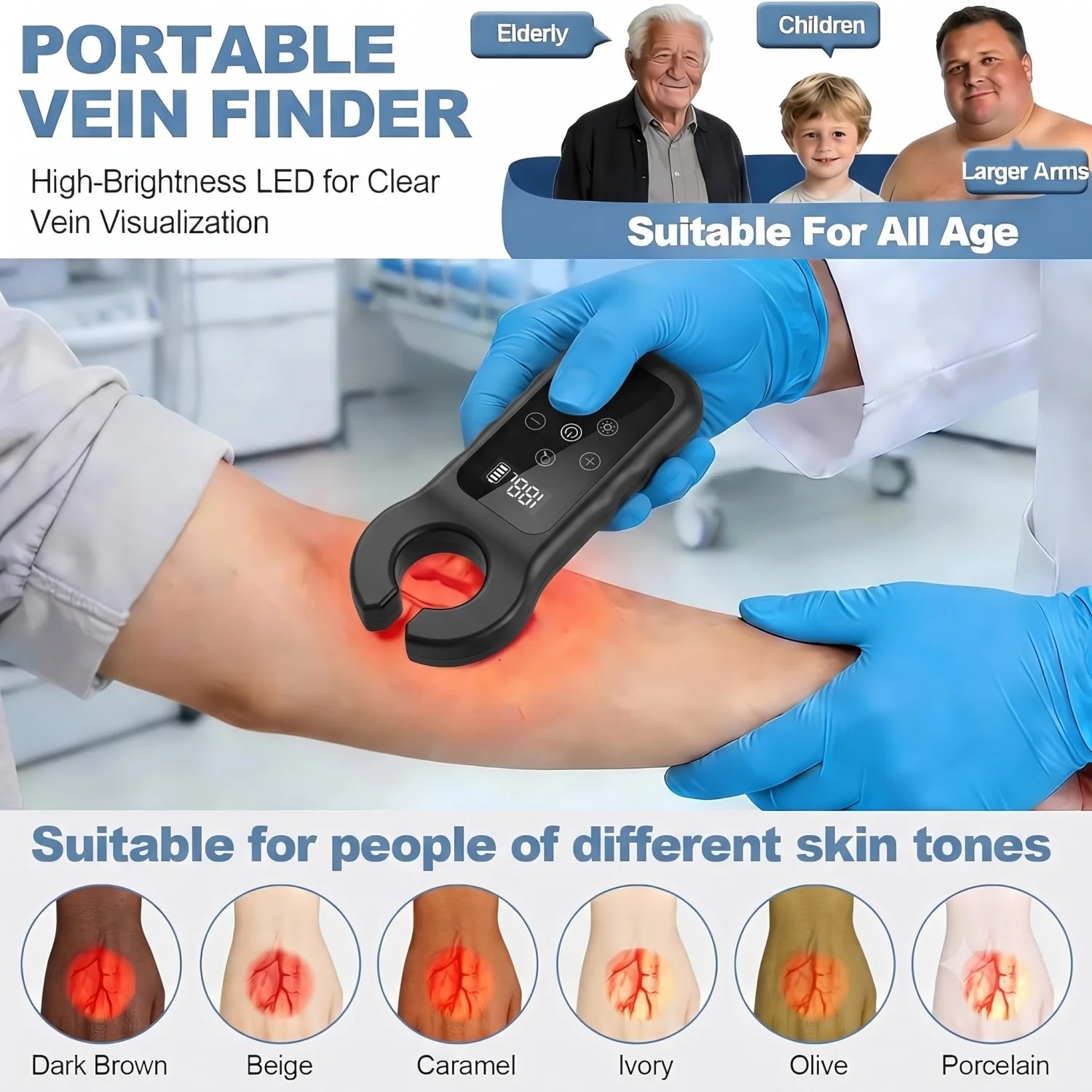 Scanner a infrarossi per vene mediche, rilevatore di vene a LED, dispositivo portatile per la localizzazione dei vasi sanguigni, dispositivo per la ricerca delle vene con display touch screen - immagine 4