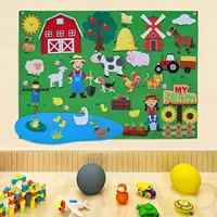 Felt Story Board Set Toy for kids Farm Animals Preschool Education Early Learning Interactive Play Mat Wall Hanging Gift for To 6