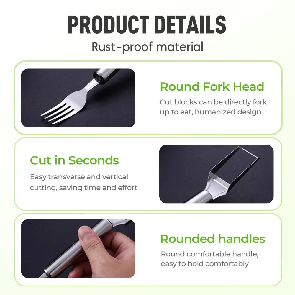 Description Picture 6 of item2-in-1 Watermelon Cutter Dual Head Professional Slicing Watermelon Fork Slicer Stainless Steel Fruit Forks Slicer