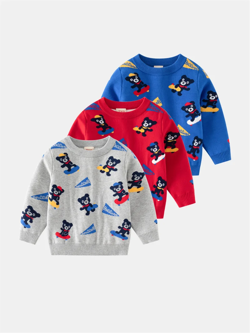 

2023 Fall And Winter New Sweater Children's Clothing Boys And Girls Double Warm Thickened Woolen Knitted Tops 3-7 Years Old