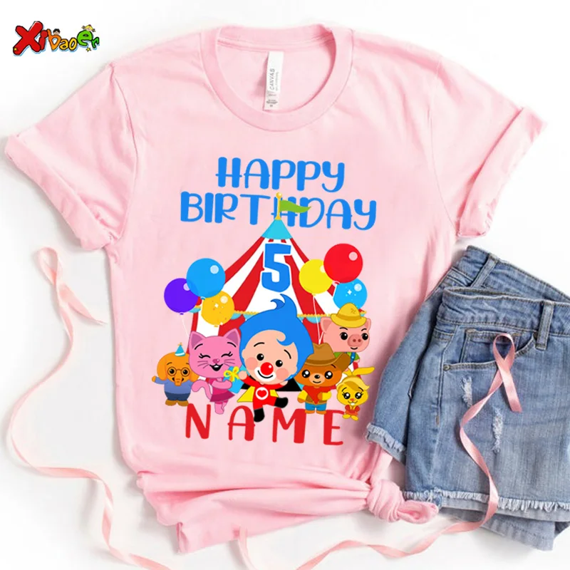 best T-Shirts Plim Birthday T Shirt Boys Shirts for Kids Party Shirts Shirts Personalized Age Party Kids Summer Custom Name Toddler Baby Shirt stussy t shirt T-Shirts