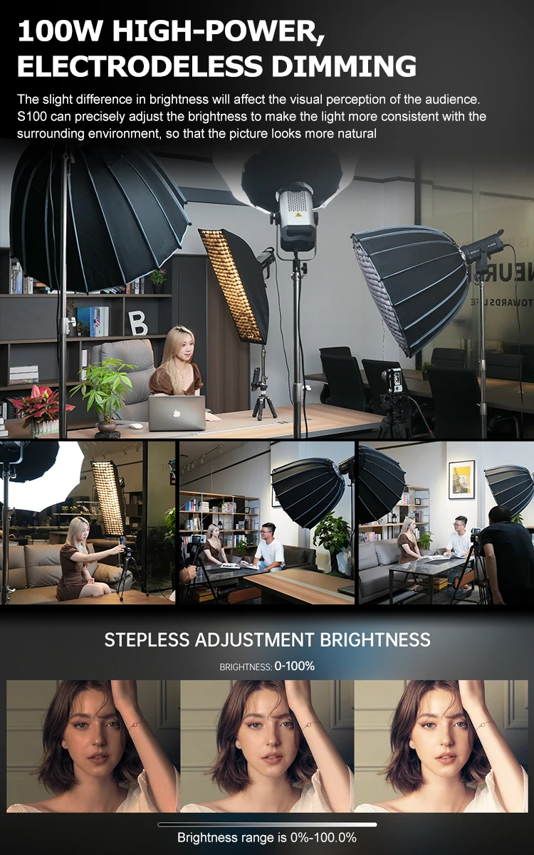 - S100 100W COB LED Light 2700K-6500K Photography Lighting Pocket Light for Outd