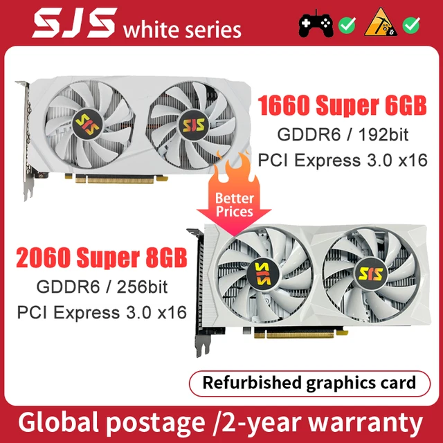 SJS RTX 2060 super 8G placa de vídeo And GTX 1660 Super 6GB Gaming Graphics Card White GPU Nvidia Video Card for Ming PK 5700XT 1