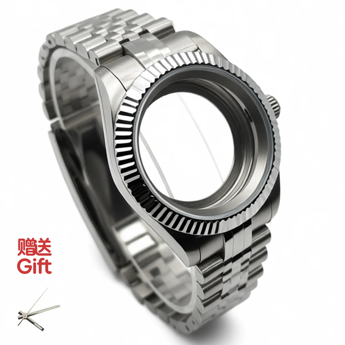 Stainless Steel Fluted Bezel Sapphire Glass Watch Case with NH35/NH36 Movement