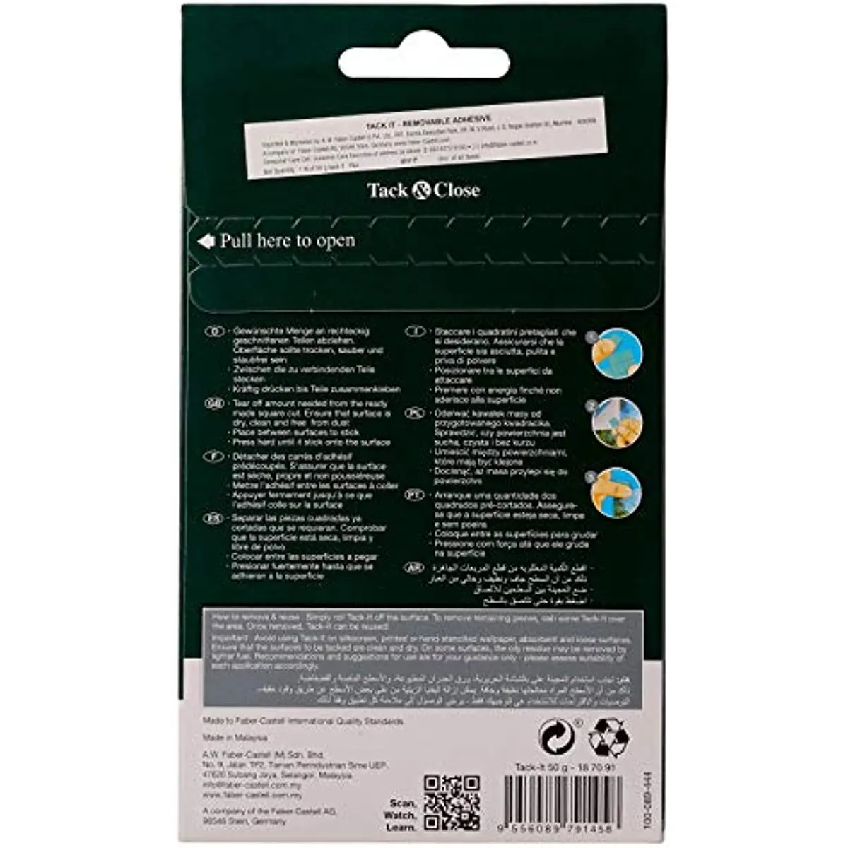 90Pcs Faber Castell Tack-It 다목적 접착제 Tacky Putty, 가정, 사무실 및 학교용 무독성 재사용 가능 및 탈착식 접착제