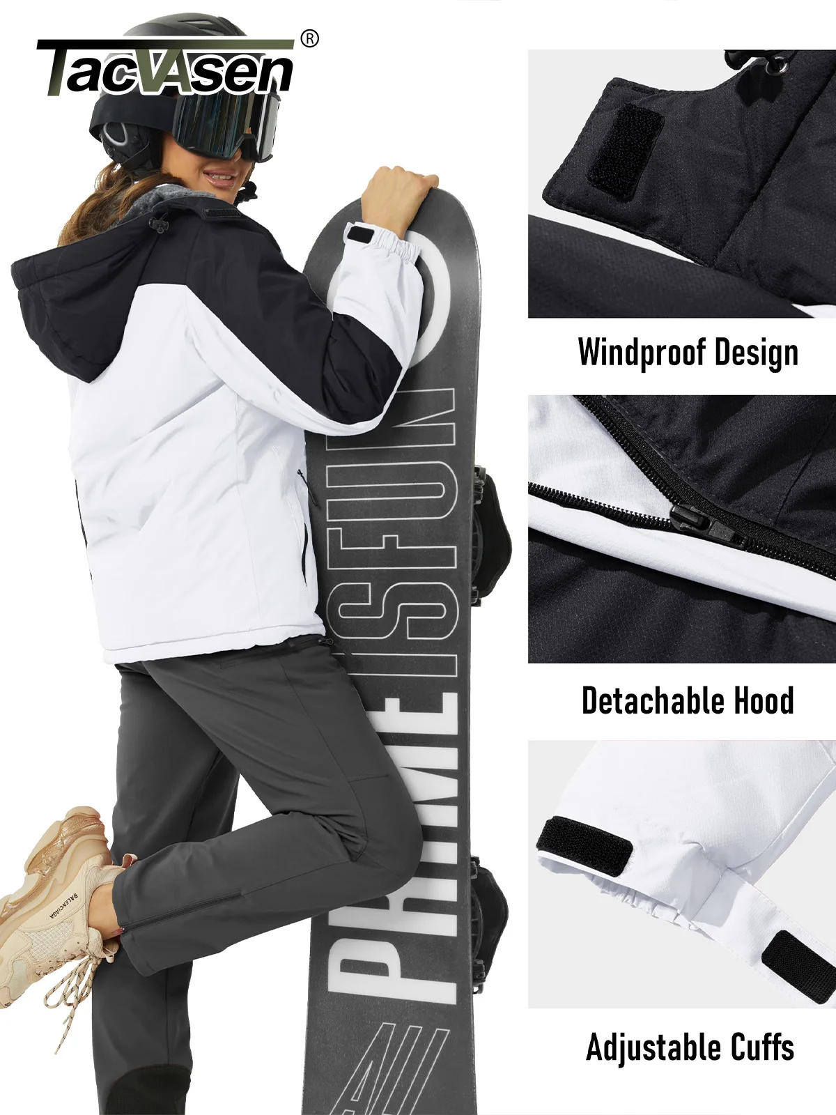 Women's Winter Waterproof Thermal Jacket - Heavy Fleece Snowboard Coat Windbreaker Parka