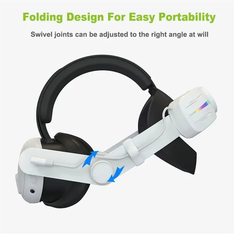 메타 VR 액세서리용 RGB 조명이 포함된 M07K-Elite 헤드 스트랩 +8000Mah 배터리 편안한 헤드 스트랩 퓨어 화이트