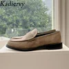 Suede Leather Loafers Women Round Toe Slip-on Walk Shoes Lady Daily Lightweight Office Commuting Flat Shoes Woman Zapatos Mujer 1