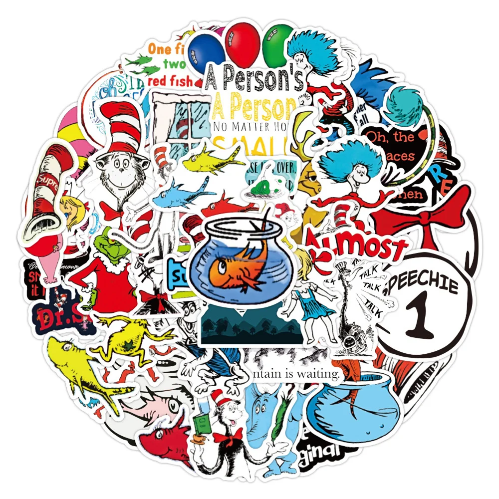 

10/30/50PCS Dr. Seuss Graffiti Waterproof Sticker Creative Trend Decorative Decal Refrigerator Skateboard Helmet GuitarWholesale