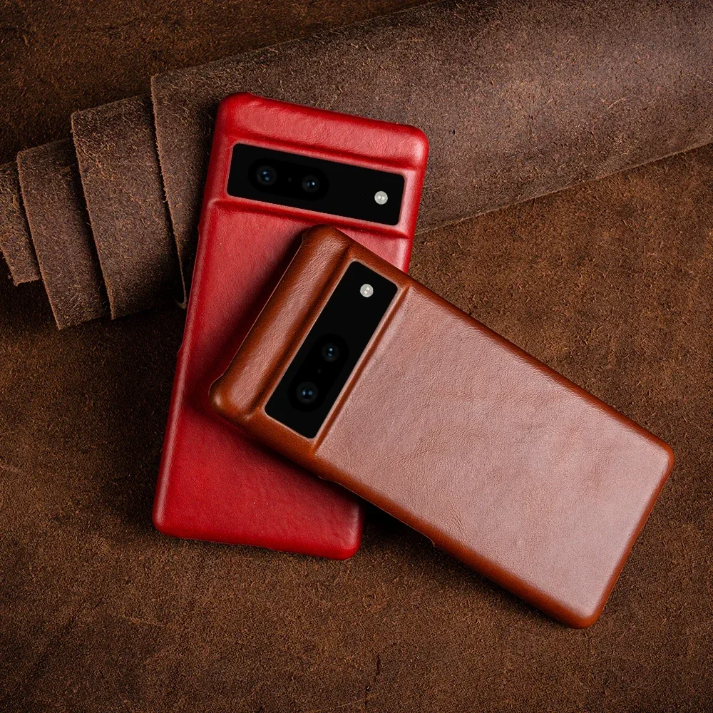 Luxurious Oil Wax Genuine Leather Phone Case – Aesthetic Vintage Cover