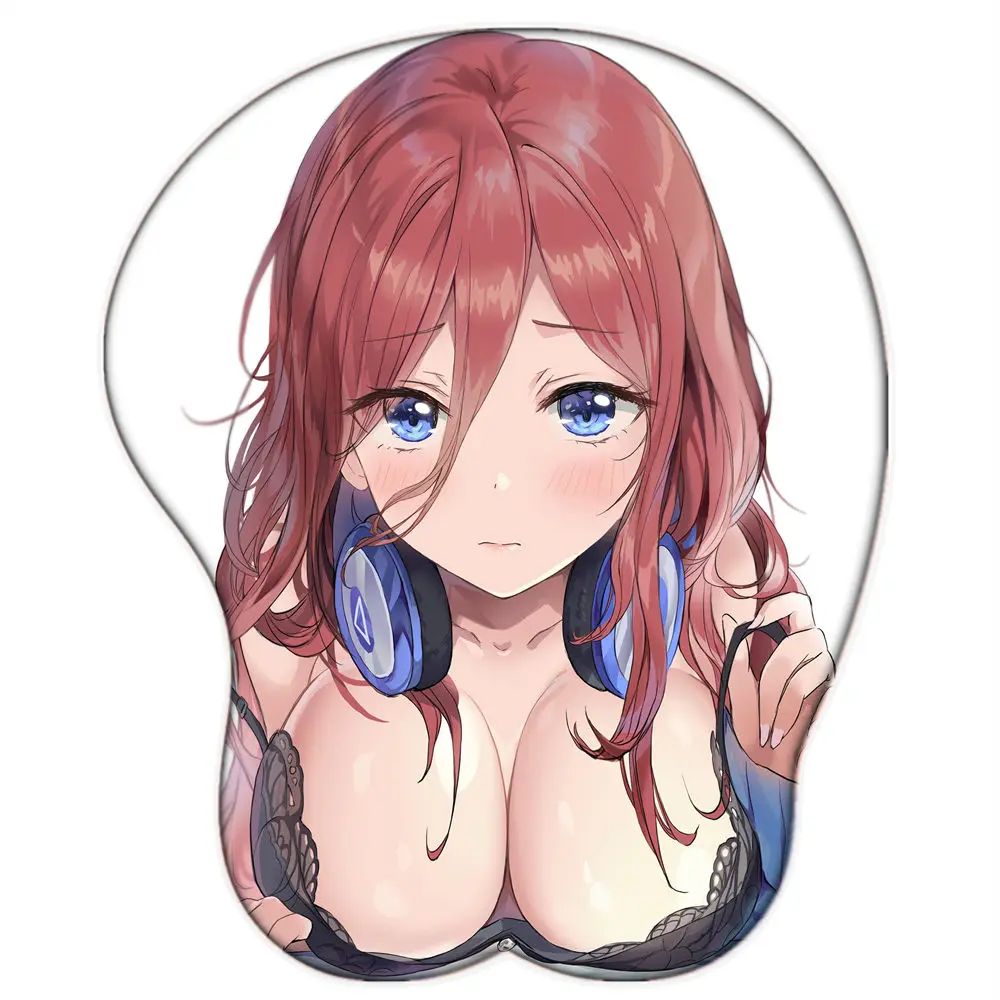 Anime Boobs Mat Go-toubun No Hanayome Nakano Miku Sexy Big Breast 3D Mouse Pad with Wrist Oppai Silicone Gel Manga Cute Pad