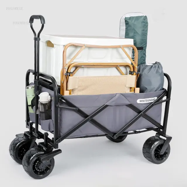 Otthoni Kerti Kocsik Négykerekek Összecsukható Kocsi Hordozható Szupermarket Élelmiszerboltok Kemping Horgászkocsik - Image 4