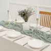Semi-Sheer Gauze Table Runner Sage Cheesecloth Table Setting Dining Vintage Wedding Party Christmas Banquets Arches Cake Decor 5