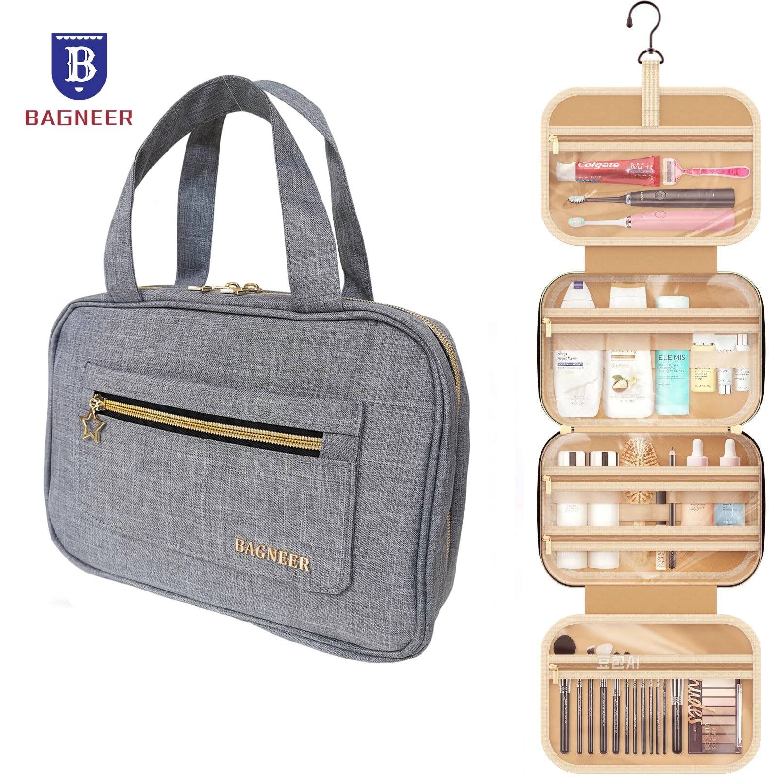 Foldable Makeup Bag Women Travel Organizer Hanging Toiletry Cosmetic Bag Waterproof Make Up Beauty Pouch Men Bathroom Storage 2