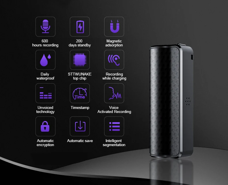 Prednji pogled kompaktni digitalni diktafon