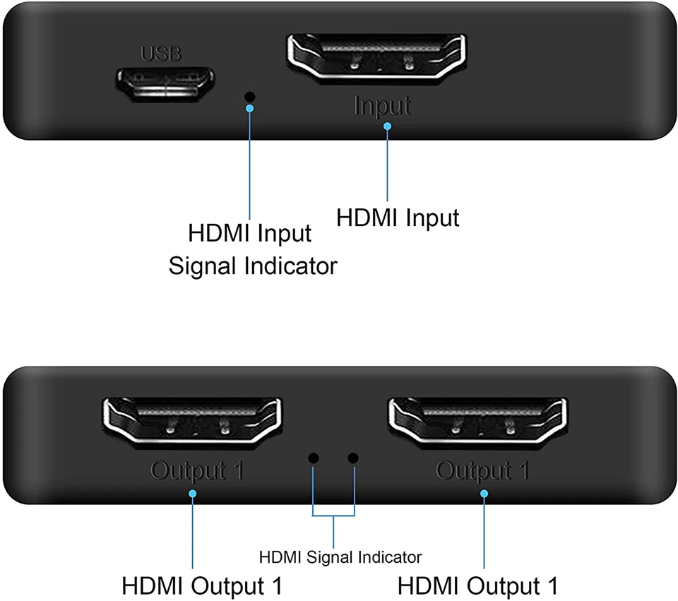 4K HDMI Splitter 1x2 HDMI 2.0 Splitter 1 in 2 out Amplifier Switch HDR HDMI2.0 for PS4 Apple TV XBox PS5