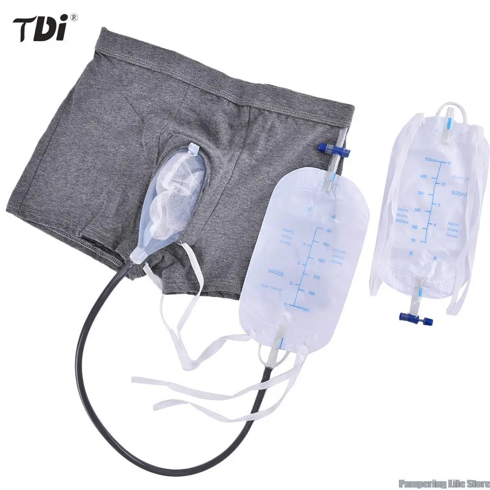 1 Set Shorts Urinal Bag PVC Urine Funnel Pee Holder Collector With Catheter For Old Men Feminine Hygiene Health Care