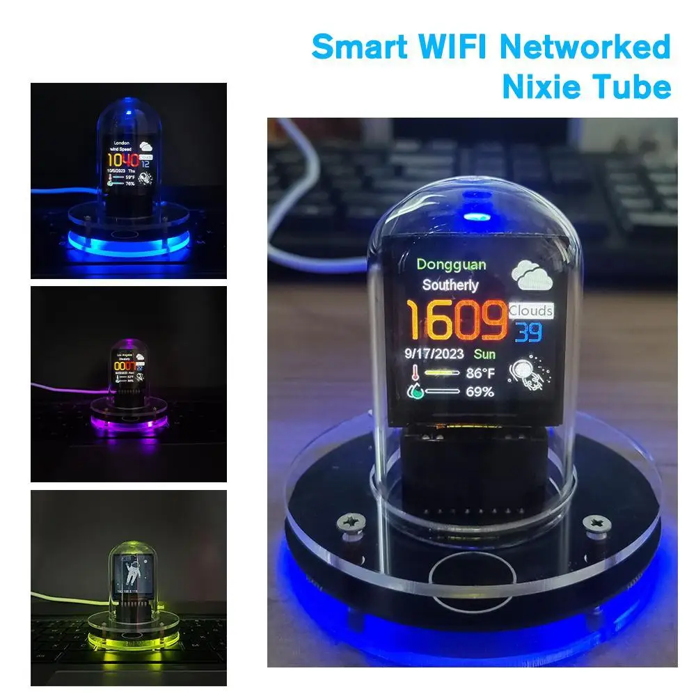 

Новинка 2024, светящиеся трубчатые часы, интеллектуальное Wi-Fi сетевое автоматическое обновление, цифровое настольное украшение