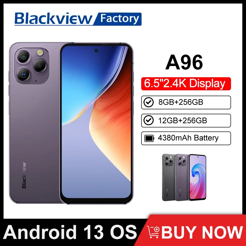 Blackview A96 Global Version Machine 8GB/12GB 256GB Android 13 6.5''120Hz  2.4K Display Helio G99 48MP Cameras