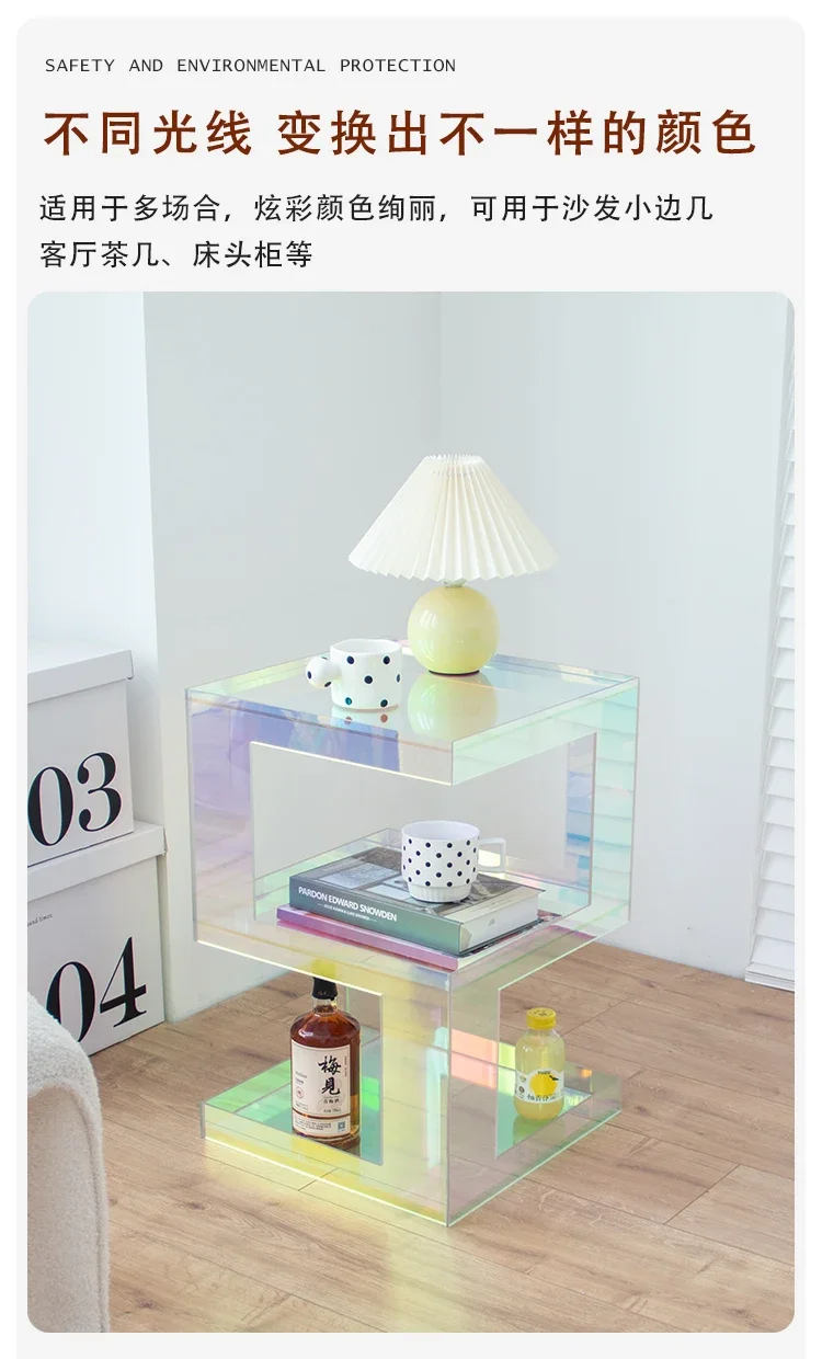 Description Picture 5 of itemLuxury Transparent Acrylic Coffee Table Furniture,Colorful Living Room Sofa,Side Corner tables Bedroom,Square Bedside Cabinets