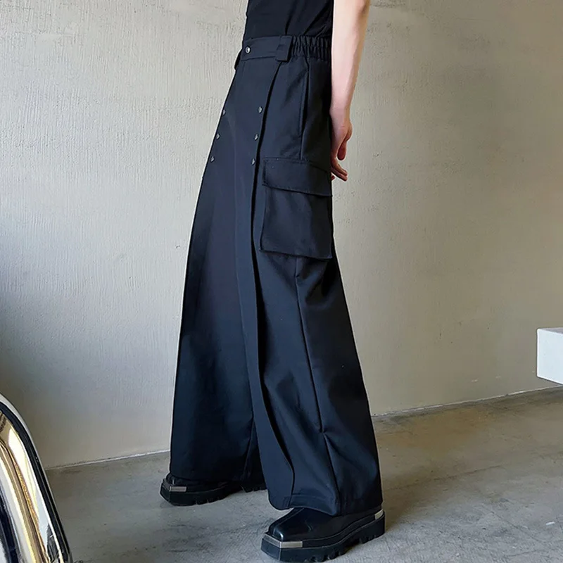 IEFB Men's Casual Wide Leg Trousers Korean Style 2023 New High Waist Metal Piece Pocket Decoration Fashionable Pants 9A2104 6