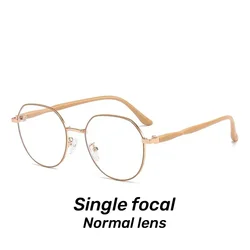 Vintage Round Frame Luxury Multi - Focal Blue Light Blocking Reading Glasses - 4.0 (Single focal - tea)