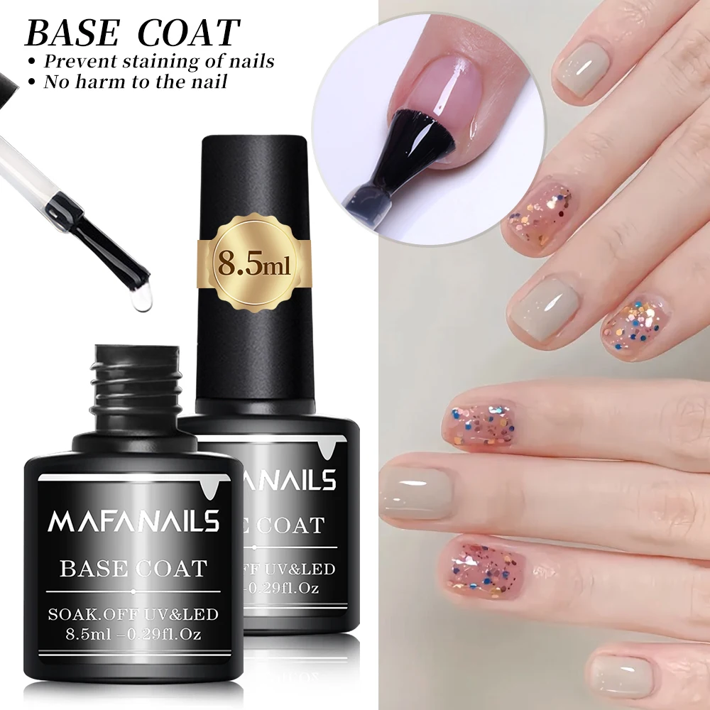 2Pcs/set Top Coat & Base Coat Nail Polish Gel Semi-permanent UV LED Soak Off Gel Long Lasting No Wipe Top/Base Coat Nail Gel &8n 3