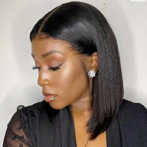 Bone Straight Bob Wig Lace Front Wigs Human Hair Brazilian Natural Short Pre Plucked 13x4 Lace Frontal Wig For Black Women