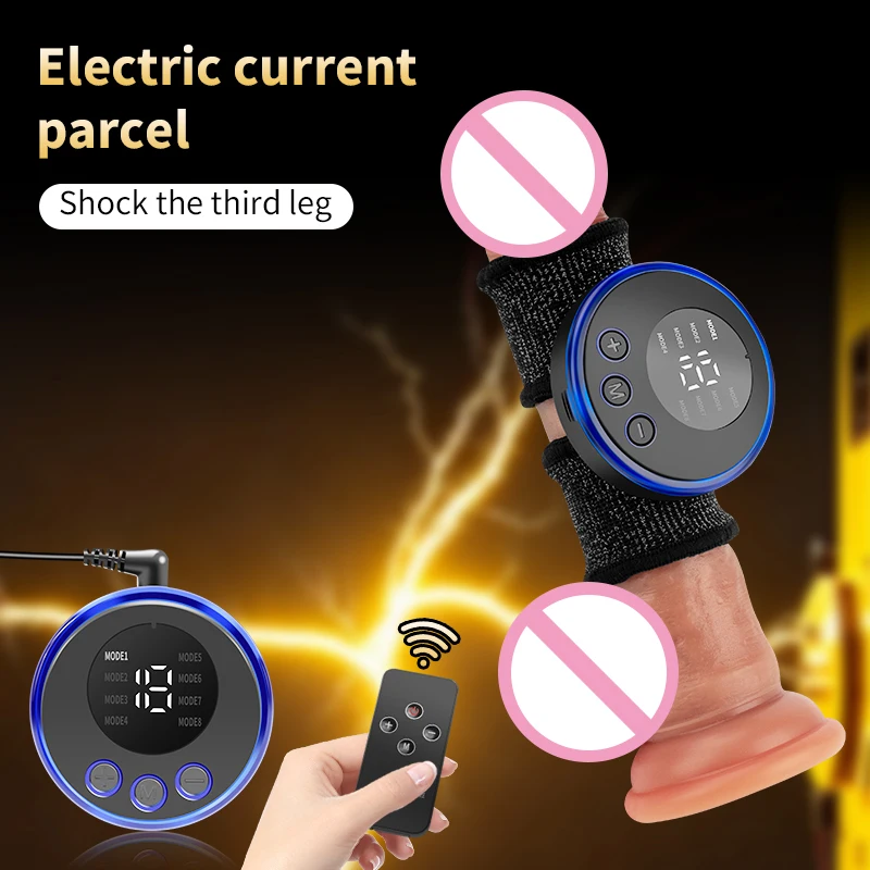 Electro Penis Pads Massage Penis Sleeve Restraint Set Electric Cock Ring Band Bondage Set Male Role Play Chastity Sex Toys