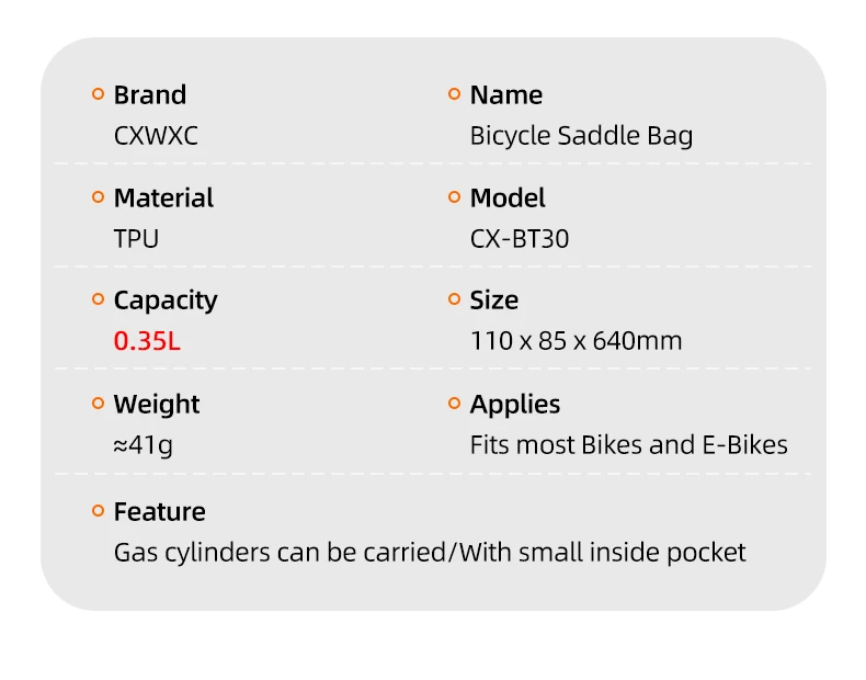CXWXC Fahrradsatteltasche 0,35L Mini Tragbare Fahrrad-Hecktasche MTB Mountainbike Rennrad Werkzeugtasche Reparaturtasche Fahrradzubehör – Detail 3