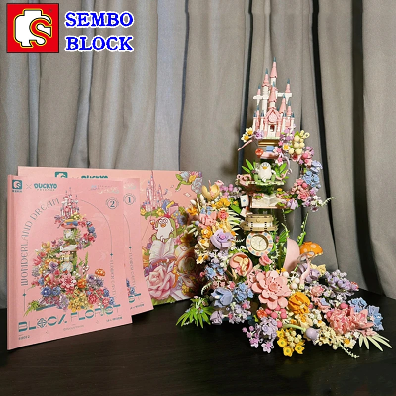 Sembo Duckyo Friends Building Blocks Fantasy Flower Castle Model Assemblato Toy Girls Holiday Gift Kawaii Large Figure