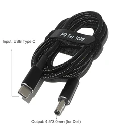 Powerful 100W USB - C Charging Cable with DC Plug Adapter (4.5 - 3.0mm for Dell)