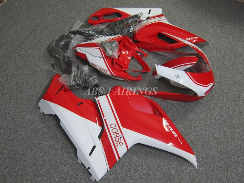 

4Gifts New ABS Fairings Kits Body Kit Fit For DUCATI 1198 1098 848 2007 2009 2010 2011 2012 Full Bodywork Set Red White Custom