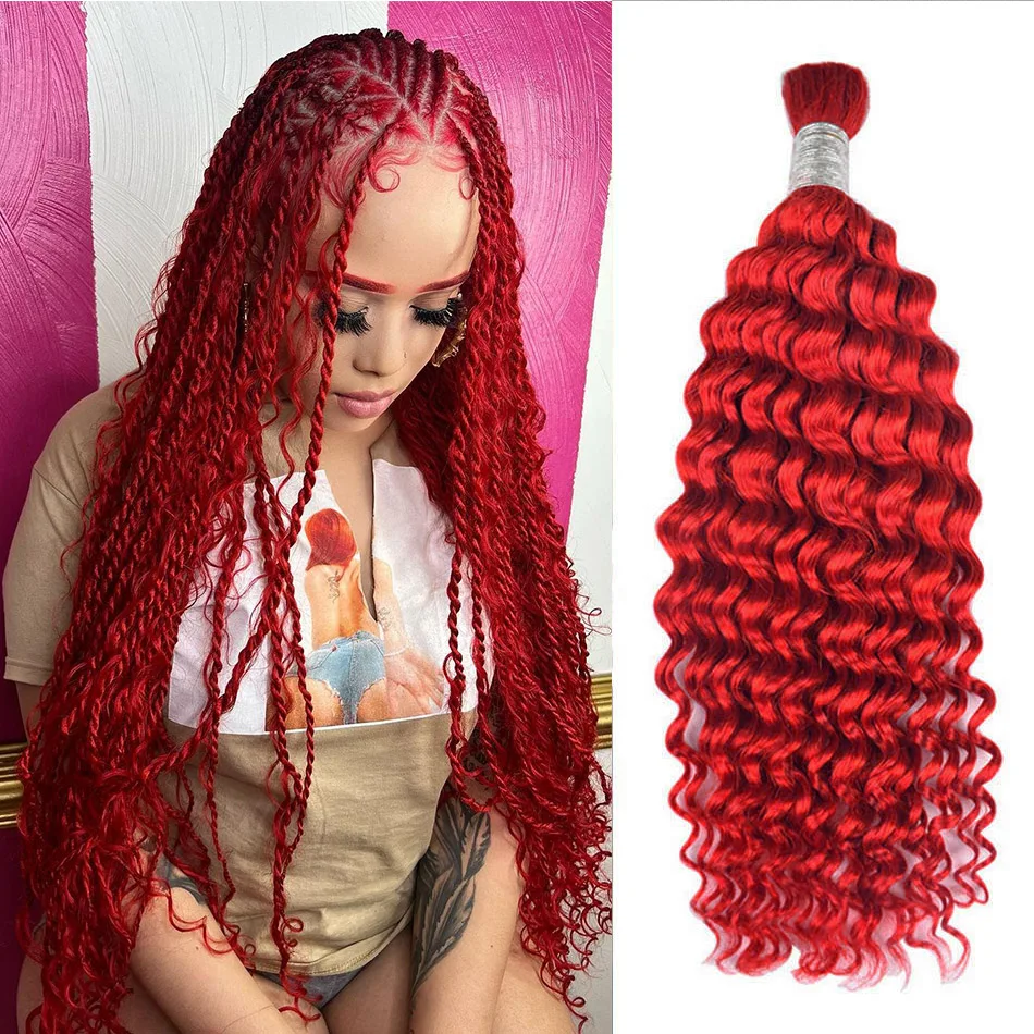 Brazilian Deep Wave Bulk Human Hair No Weft Remy Bulk Human Hair 18 To 28Inch Real Beauty Extension Crochet Braids