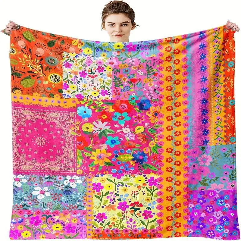 Flannel Air Conditioning Blanket Living Room Sofa Decoration Leisure Throw Blanket Digital Printing Double-sided Fleece Blanket 5